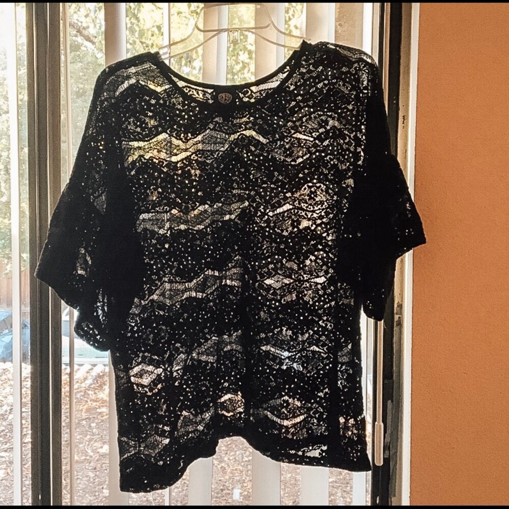 Black Lace Bobeau Top